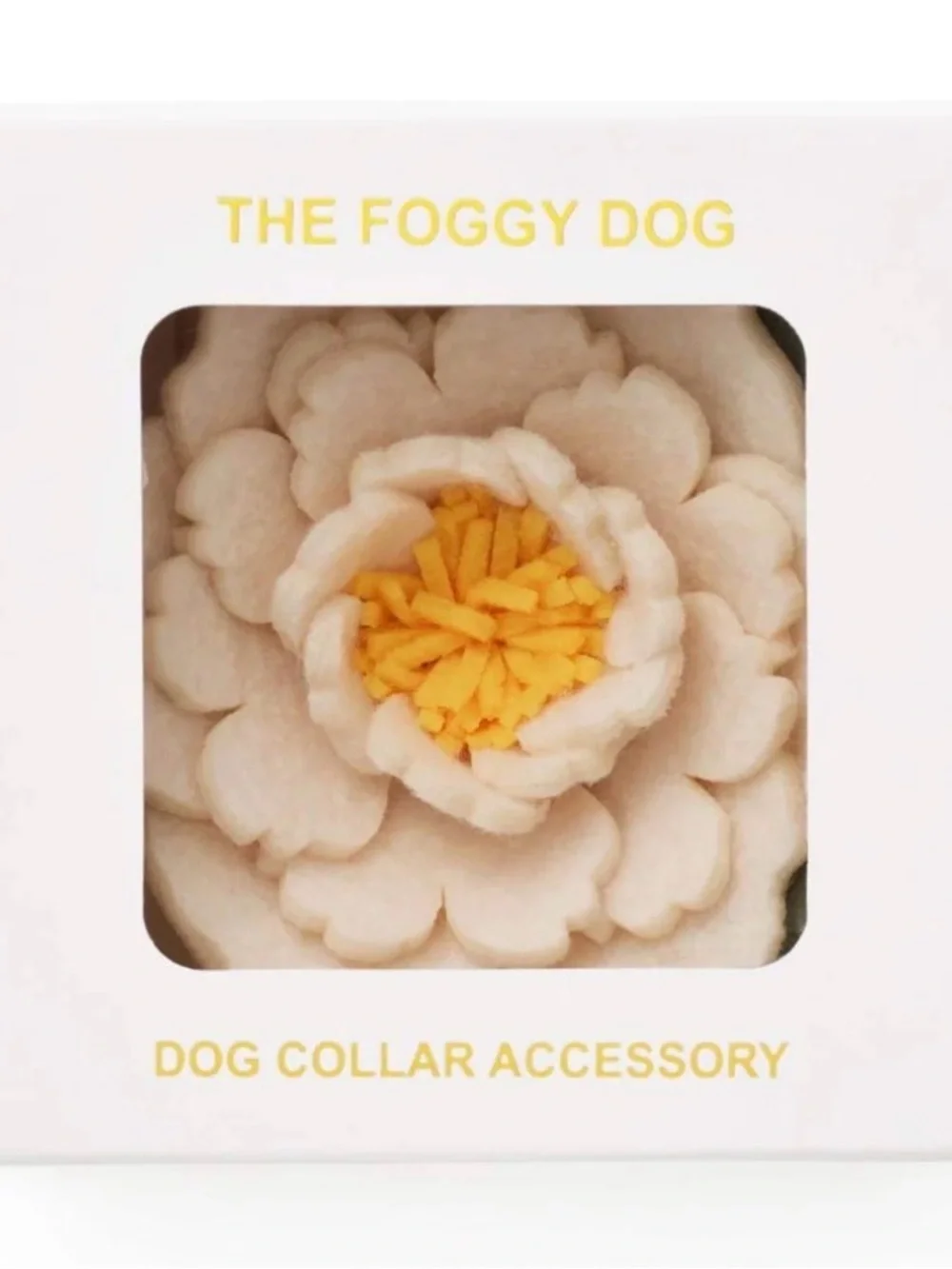 The Foggy Dog Ivory Peony Collar Flower with Yellow Center